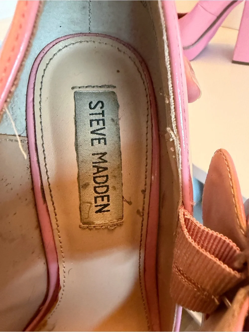 Steve Madden Pink Patent Leather Mary Jane Platform Heels Chunky Block Heel